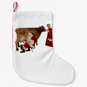 Calcetín Navideño Pequeño navidades divertidos santa mrs claus cow