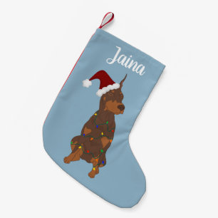 Calcetín Navideño Pequeño Navidades Doberman Pinscher