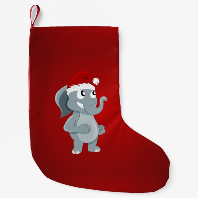 Calcetín Navideño Pequeño Navidades elefante personalizado (Anverso)