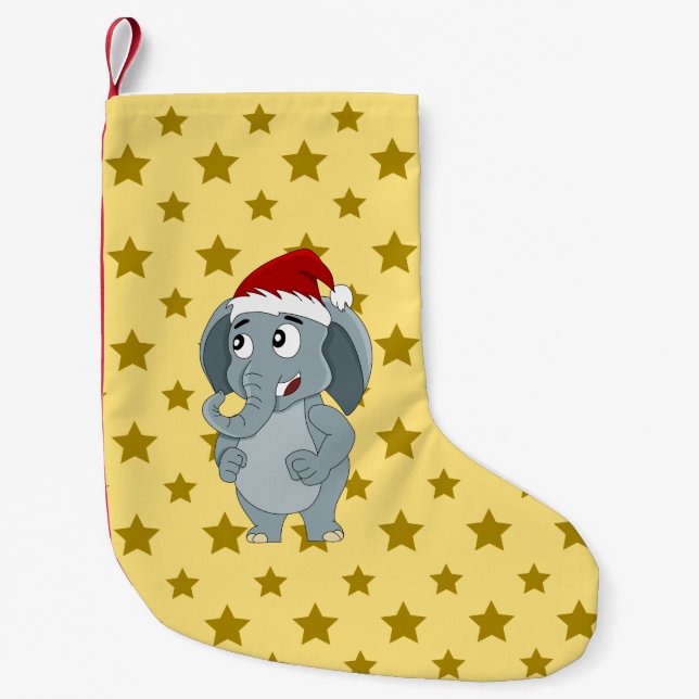 Calcetín Navideño Pequeño Navidades elefante personalizado (Anverso)