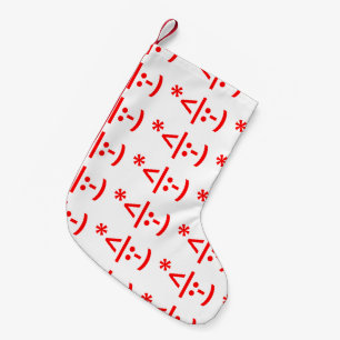Calcetín Navideño Pequeño Navidades Elf Emoticon Xmas ASCII Texto Arte