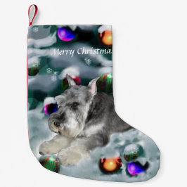 Calcetín Navideño Pequeño Navidades en miniatura de Schnauzer
