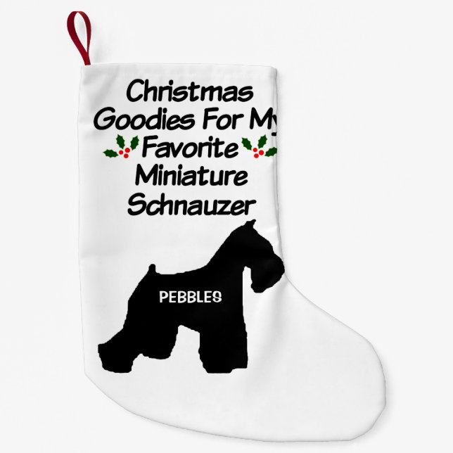 Calcetín Navideño Pequeño Navidades favoritos Schnauzer Dog en miniatura (Anverso)
