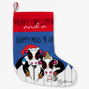 Calcetín Navideño Pequeño Navidades Felices Año Moo