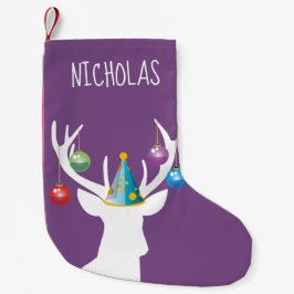 Calcetín Navideño Pequeño Navidades felices cumpleaños Deer Stocking