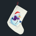 Calcetín Navideño Pequeño Navidades felices de Snowman haciendo un alto<br><div class="desc">Feliz Snowman - Feliz Navidad</div>