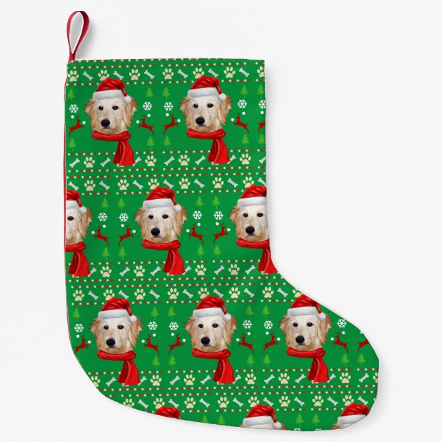 Calcetín Navideño Pequeño Navidades feos de Goldendoodle Dog (Anverso)