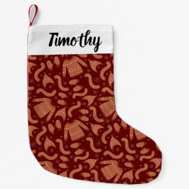 Calcetín Navideño Pequeño Navidades feos Gorra suéter bufanda Blanco rojo