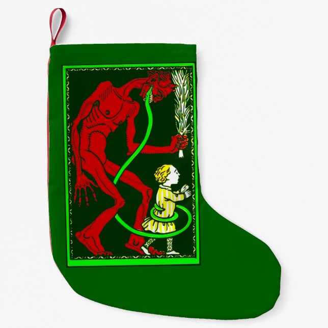 Calcetín Navideño Pequeño navidades feos krampus victoriano infantil (Anverso)