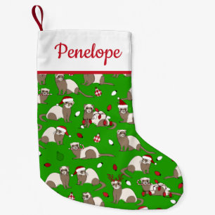 Calcetín Navideño Pequeño Navidades Ferret Nombre personalizado