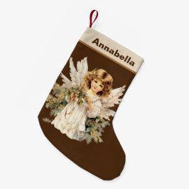 Calcetín Navideño Pequeño Navidades festivos acuarela Ángel añadir nombre