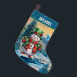 Calcetín Navideño Pequeño Navidades festivos acuarela snowman añadir nombre<br><div class="desc">Navidades festivos acuarela snowman añadir nombre Pequeños Navidades Stocking</div>