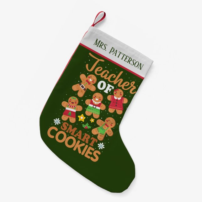 Calcetín Navideño Pequeño navidades festivos Maestros cookies inteligentes a (Frente (Colgado))