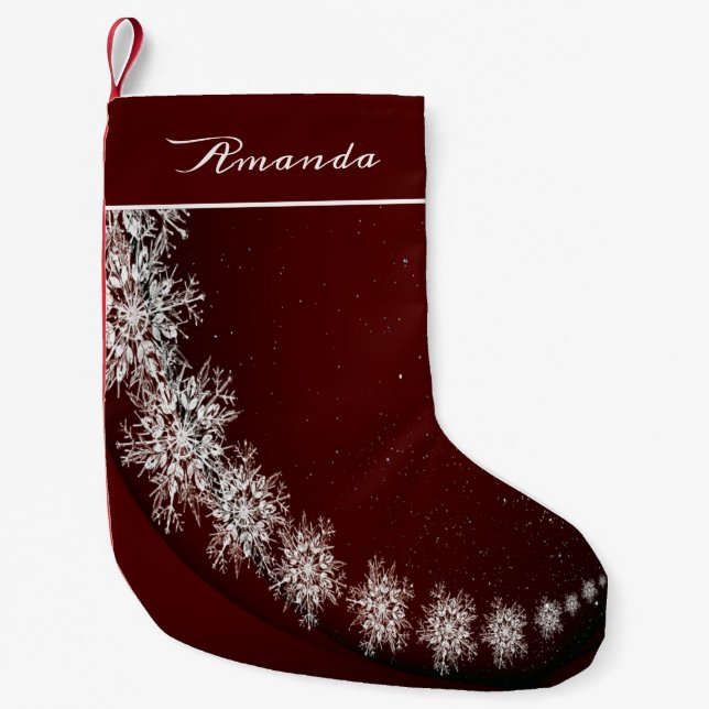 Calcetín Navideño Pequeño Navidades Fiesta Crystal copas de nieve Rústica Ro (Anverso)