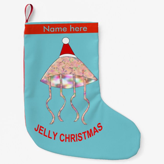 Calcetín Navideño Pequeño Navidades Fiesta Jellyfish Personalizado Stocking (Anverso)