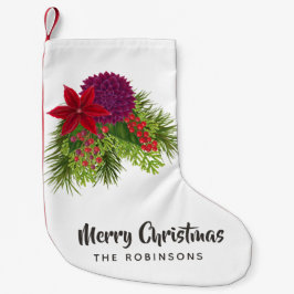 Calcetín Navideño Pequeño Navidades Florales de acuarela