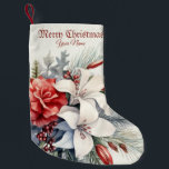Calcetín Navideño Pequeño Navidades Flores Rojas Blancas Fiestas Elegantes<br><div class="desc">Navidades Flores Rojas Blancas Vacaciones Elegantes Navidades Pequeños Que Se Defienden. Diseño único,  bonito y elegante. Fácil de personalizar. El estilo de letra,  el tamaño y los colores se pueden cambiar. Los elementos coincidentes están disponibles.</div>
