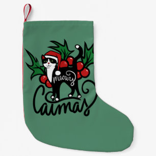 Calcetín Navideño Pequeño Navidades Gato de Tuxedo