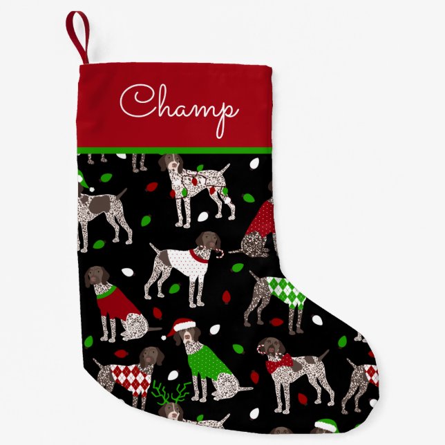Calcetín Navideño Pequeño Navidades German Shorthtransmitió Pointer (Anverso)