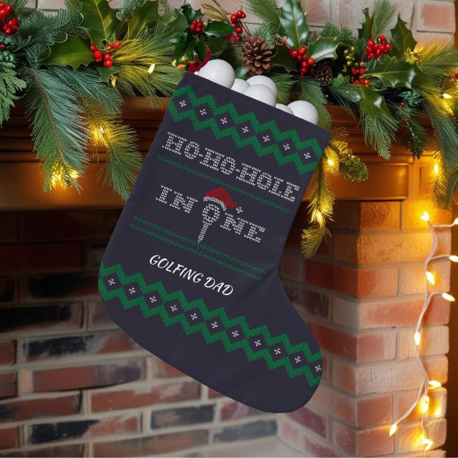 Calcetín Navideño Pequeño Navidades golfistas levantan agujero en uno (Subido por el creador)