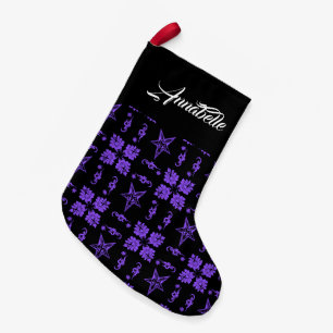 Calcetín Navideño Pequeño Navidades góticos de Purple Baphomet Stars