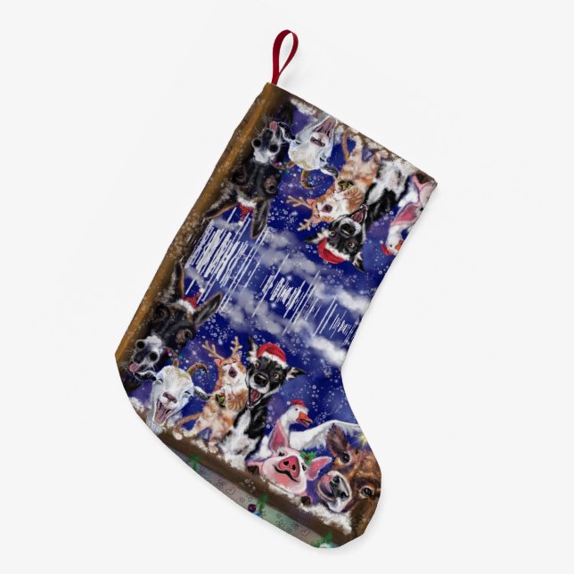 Calcetín Navideño Pequeño Navidades graciosos se levantan con Fiesta animal  (Frente (Colgado))