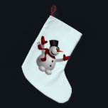 Calcetín Navideño Pequeño Navidades haciendo frente a Snowman<br><div class="desc">Feliz Snowman - Feliz Navidad</div>