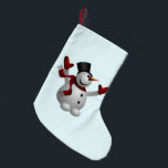 Calcetín Navideño Pequeño Navidades haciendo frente a Snowman<br><div class="desc">Feliz Snowman - Feliz Navidad</div>