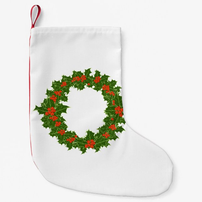 Calcetín Navideño Pequeño Navidades Holly Wreath (Anverso)