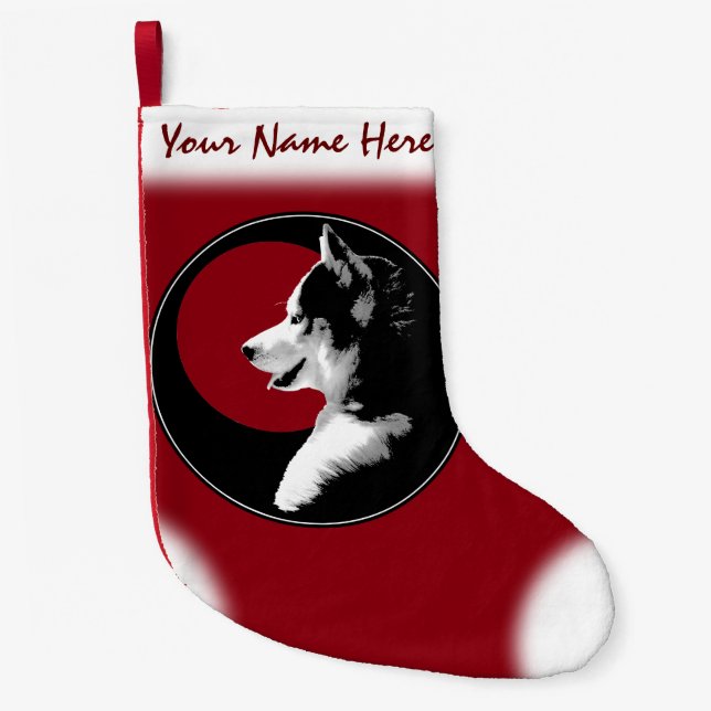 Calcetín Navideño Pequeño Navidades Husky Pup Stocking Personalizado Husky S (Anverso)