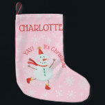 Calcetín Navideño Pequeño Navidades inteligentes Snowman Snowflakes Personal<br><div class="desc">Este surtido de Navidades personalizado presenta un bonito diseño de snowman y copos de nieve. Personalizarlo con un nombre.</div>