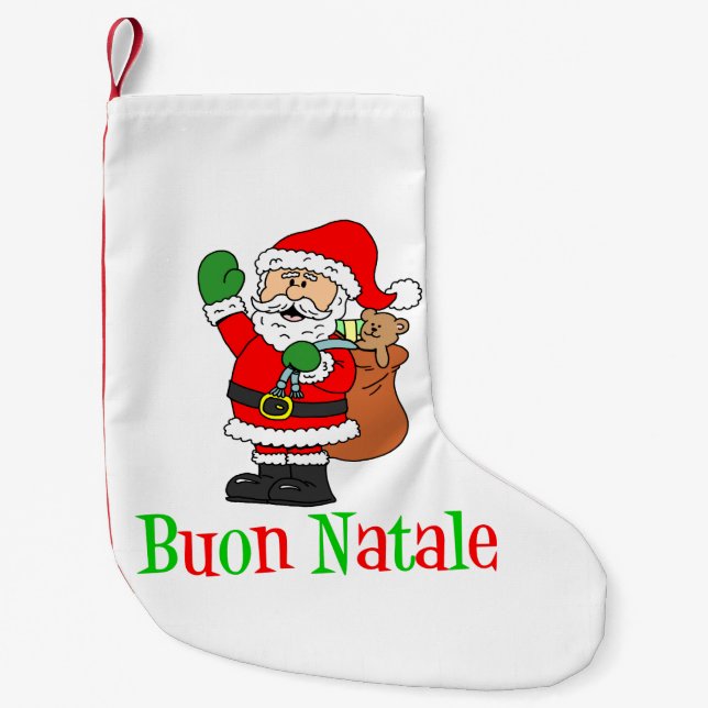 Calcetín Navideño Pequeño Navidades italianos de Buon Natale (Anverso)