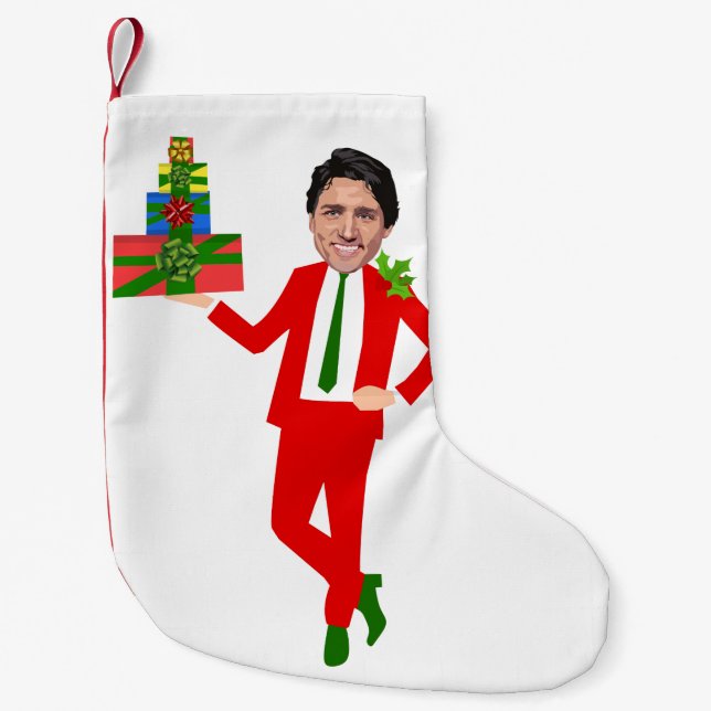 Calcetín Navideño Pequeño navidades justin trudeau (Anverso)