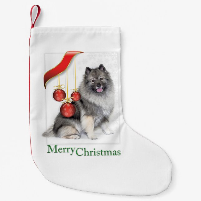 Calcetín Navideño Pequeño Navidades Keeshond (Anverso)