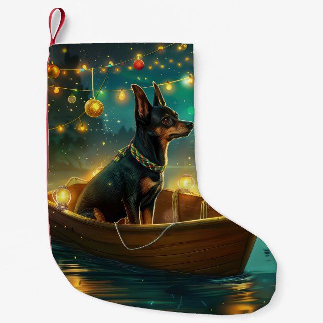 Calcetín Navideño Pequeño Navidades Kelpie australianos disfrutan del viaje  (Anverso)