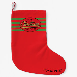 Calcetín Navideño Pequeño Navidades levantando "Feliz Navidad Retro"