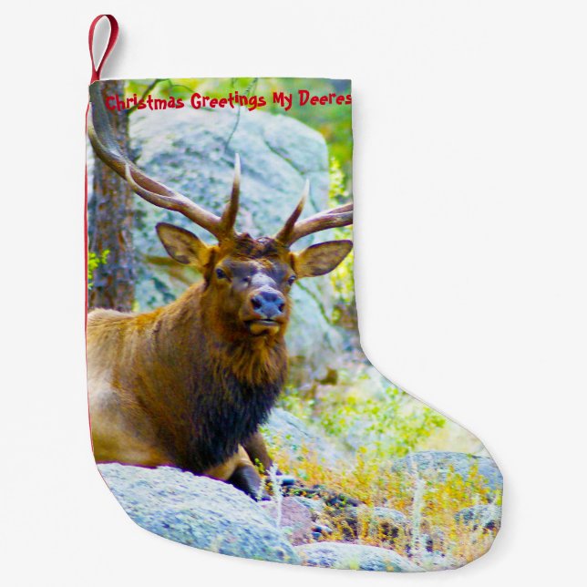 Calcetín Navideño Pequeño Navidades levantando mi antiguo Deerest (Anverso)