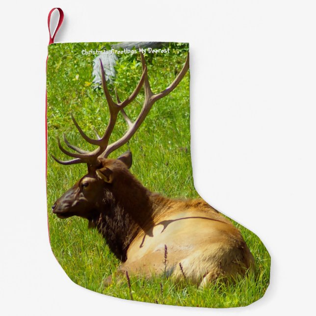 Calcetín Navideño Pequeño Navidades levantando mi antiguo Deerest (Anverso)