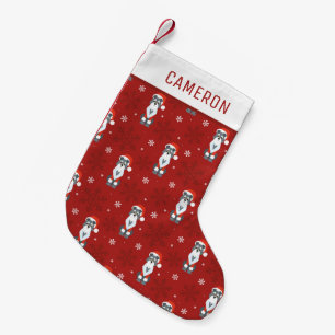Calcetín Navideño Pequeño Navidades lindos Schnauzer Perro Snowflake Patrón