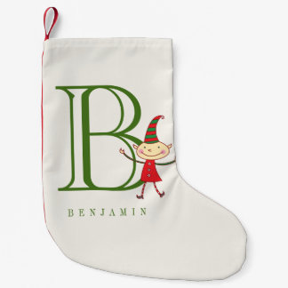 Calcetín Navideño Pequeño Navidades mágicos personalizados Nombre elf Monogr