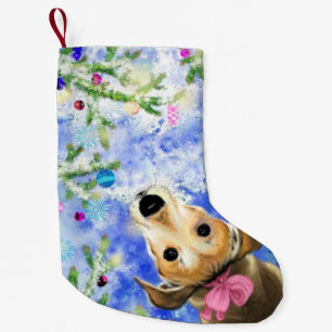 Calcetín Navideño Pequeño Navidades mascotas repartiendo regalos - Feliz Nav
