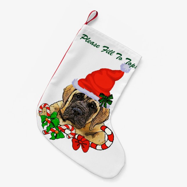 Calcetín Navideño Pequeño Navidades Mastiff de Inglaterra (Frente (Colgado))