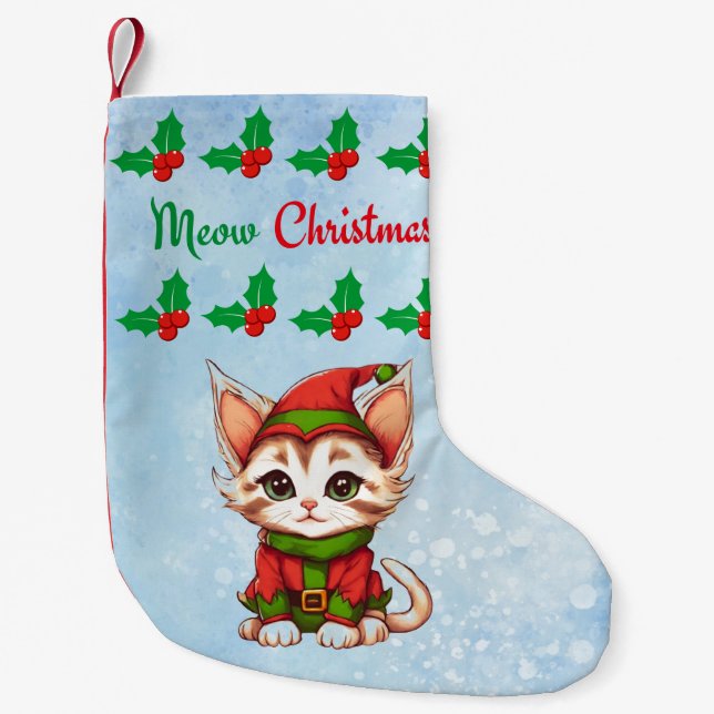 Calcetín Navideño Pequeño Navidades Meow (Anverso)