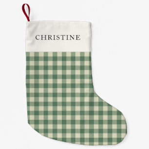 Calcetín Navideño Pequeño Navidades modernos de Gingham verde Rústico