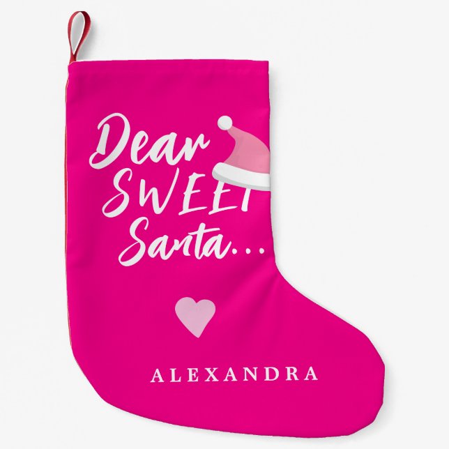 Calcetín Navideño Pequeño Navidades modernos querido Santa Guión tu nombre r (Anverso)