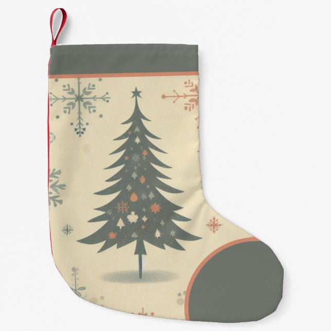 Calcetín Navideño Pequeño Navidades modernos vintage/retro/invierno (Anverso)