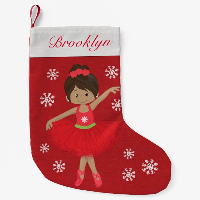 Calcetín Navideño Pequeño Navidades multiculturales personalizados Ballerina (Anverso)