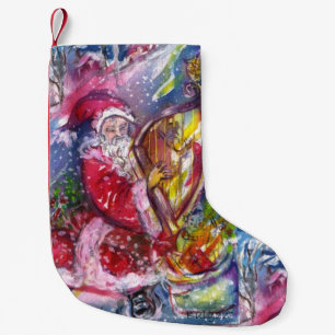 CALCETÍN NAVIDEÑO PEQUEÑO NAVIDADES NOCHE / SANTA CLAUS JUGANDO HARP
