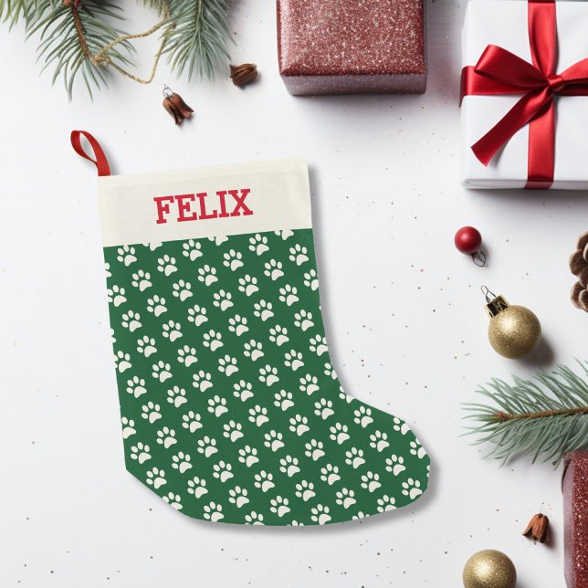 Calcetín Navideño Pequeño Navidades Nombre de gato Papel verde Imprimir pers (Subido por el creador)