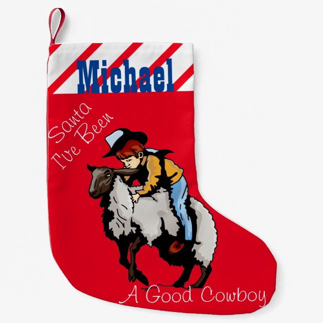 Calcetín Navideño Pequeño Navidades occidentales reaccionan a moto de vaquer (Anverso)